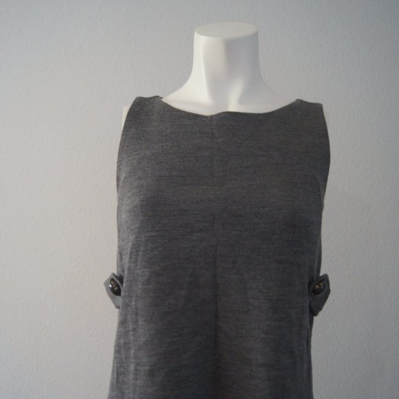 J Crew Wool Jersey Knit Dress Size XS Button Detail Stephanie Sleeveless Gray - Picture 2 of 6